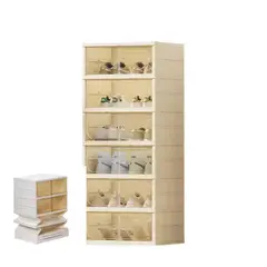 ACTUAL - Zapatero Modular Plegable 6 Niveles Puertas Transparentes 106x44x35