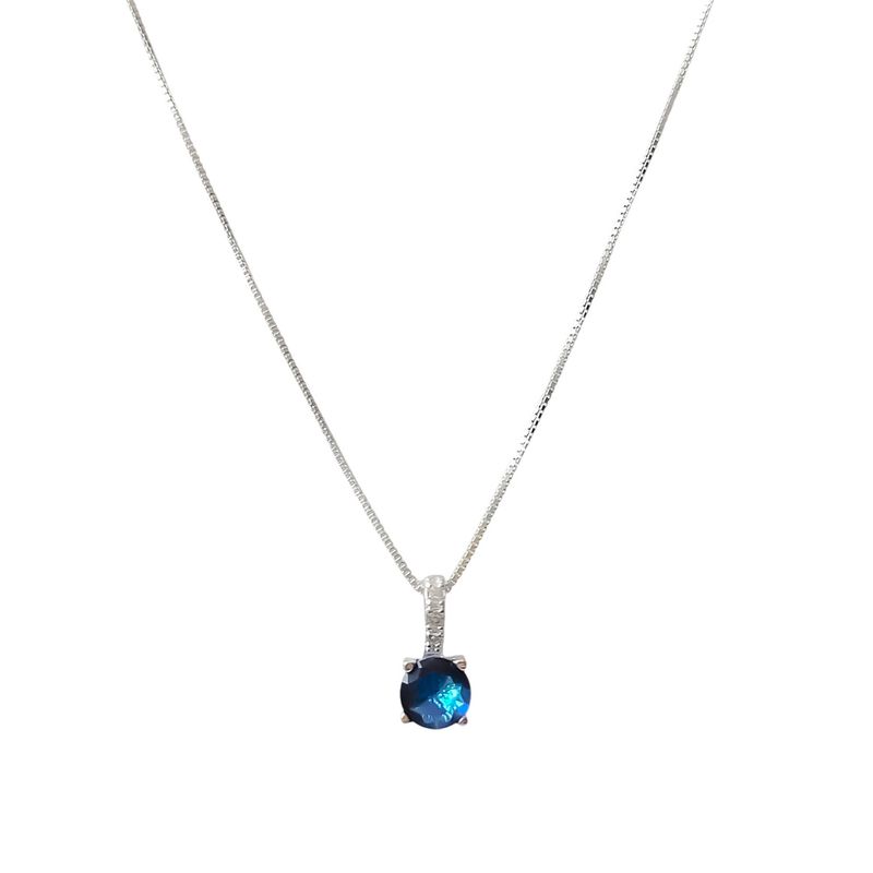 ANDREA COGGIOLA JOYAS - Collar Punto De Luz Virginia Circón Azul Plata Fina 925