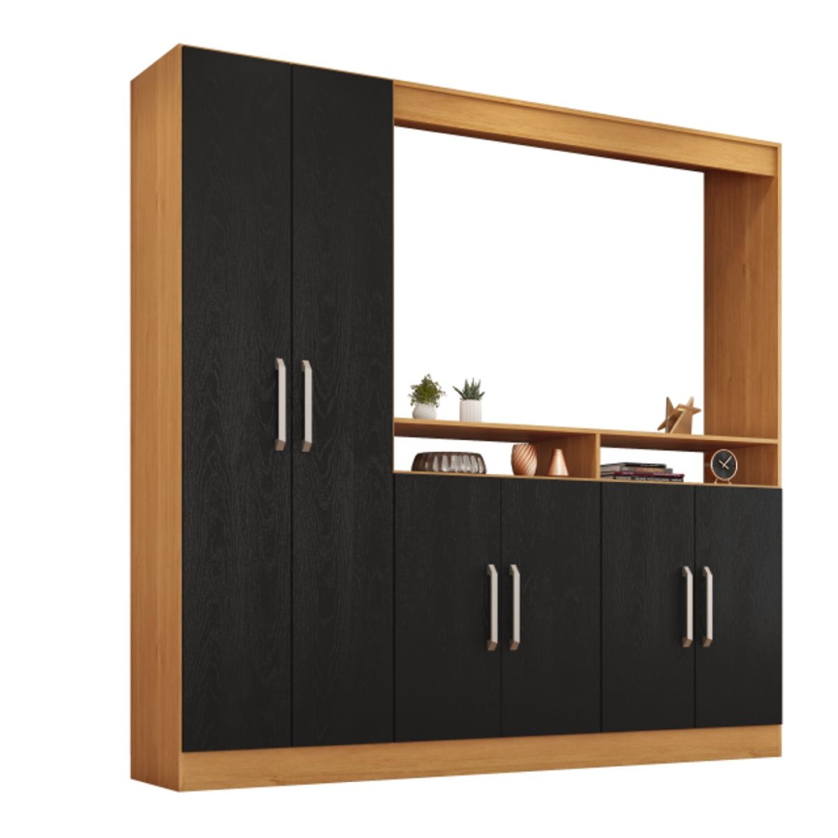 BE DESIGN - RACK TV C/ARMARIO 6 PUERTAS NEGRO CARAMELO