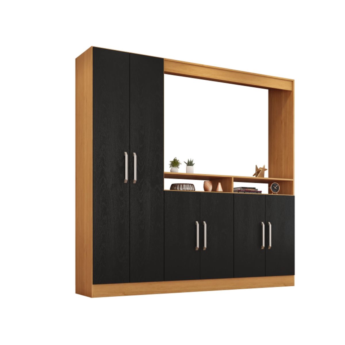 BE DESIGN - RACK TV C/ARMARIO 6 PUERTAS NEGRO CARAMELO