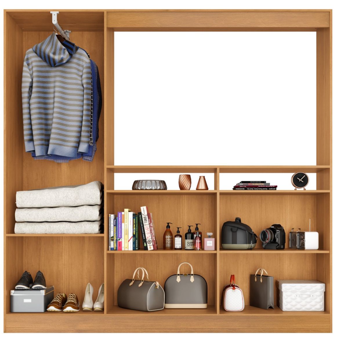 BE DESIGN - RACK TV C/ARMARIO 6 PUERTAS NEGRO CARAMELO