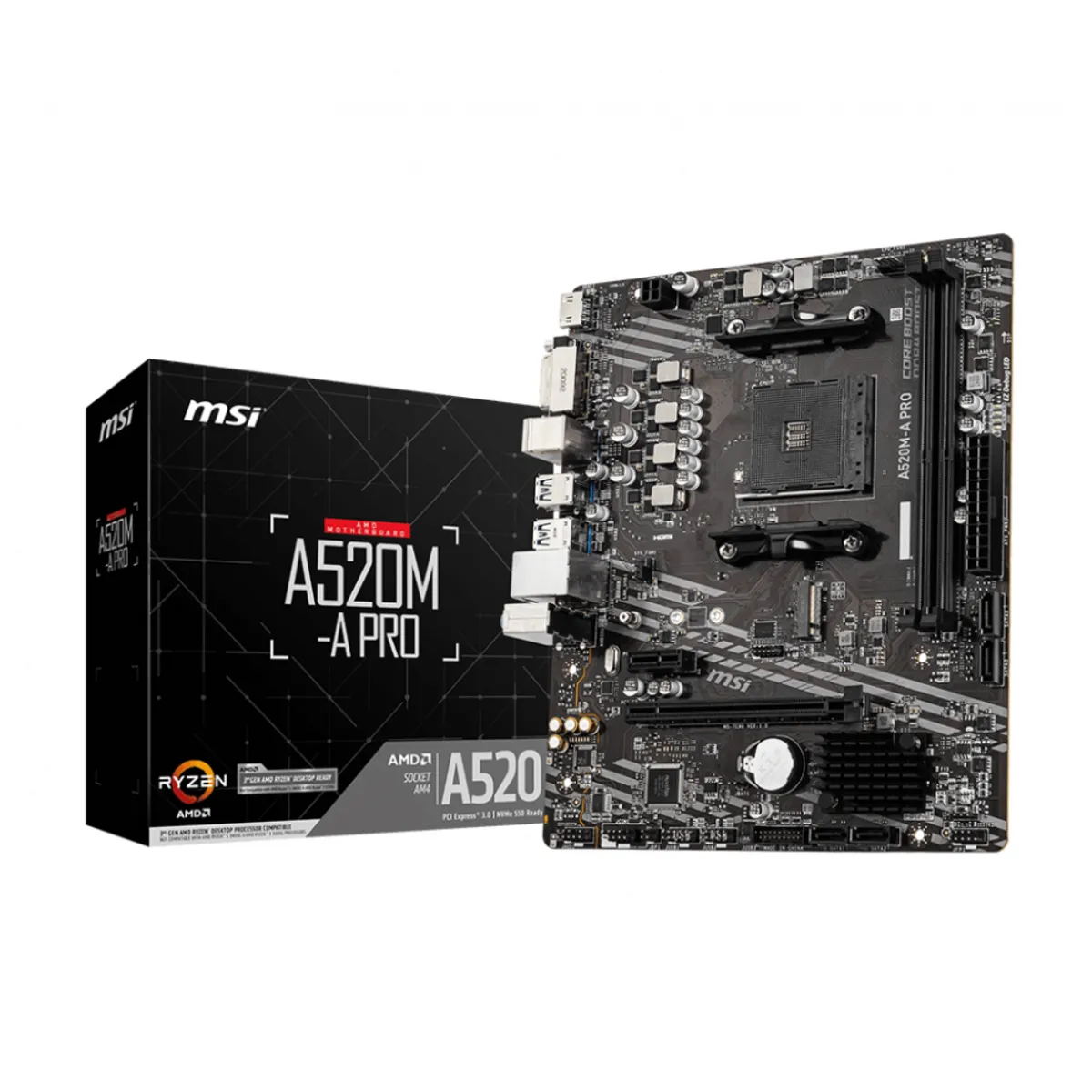 MSI - Placa Madre MSI A520M-A PRO AM4 DDR4 18663200 MHz M2 MicroATX