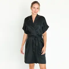 BARBIZON - Bata de Mujer Mini Nacional Negro Estampado