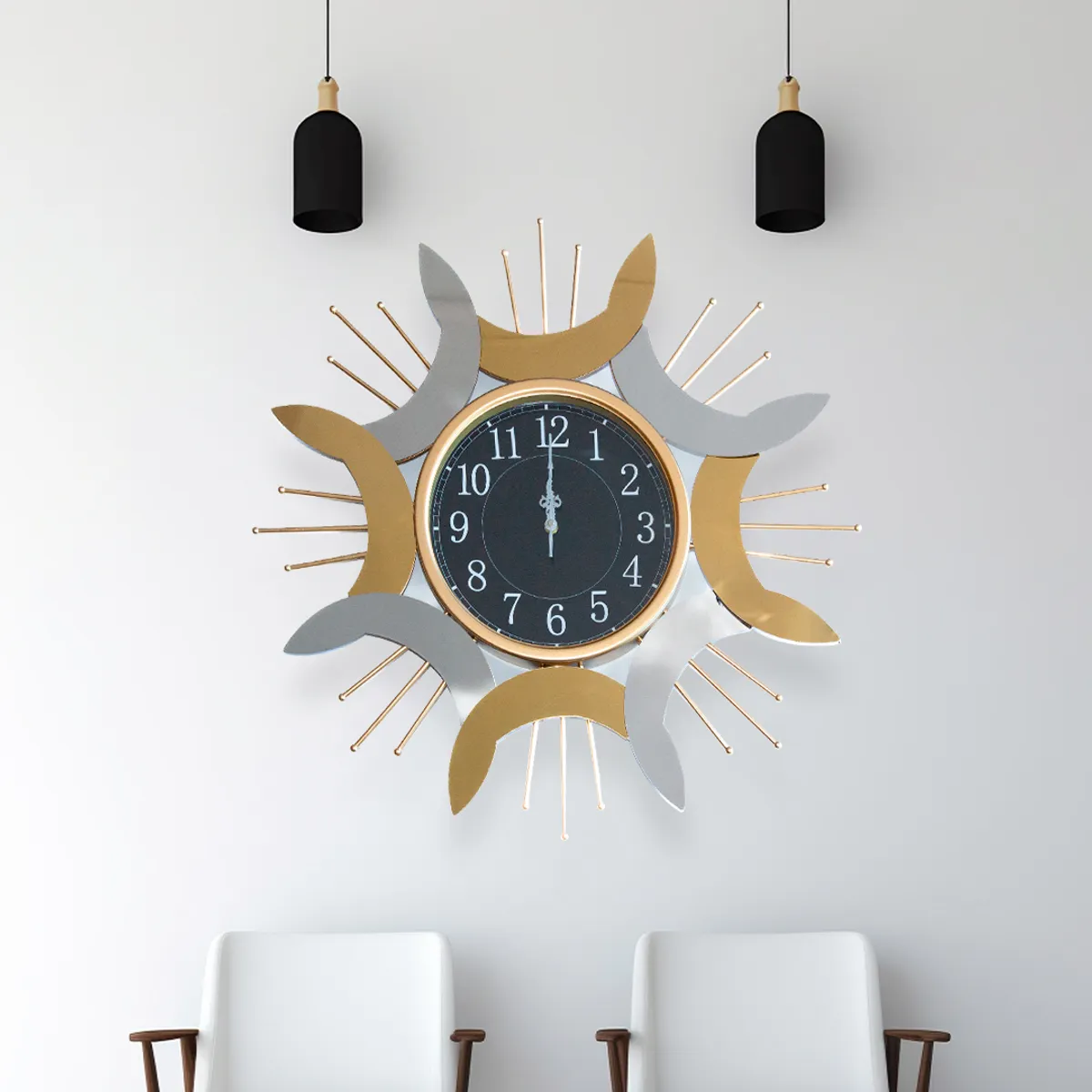 GENERICO - Reloj de Muro Metálico Estilo Sol