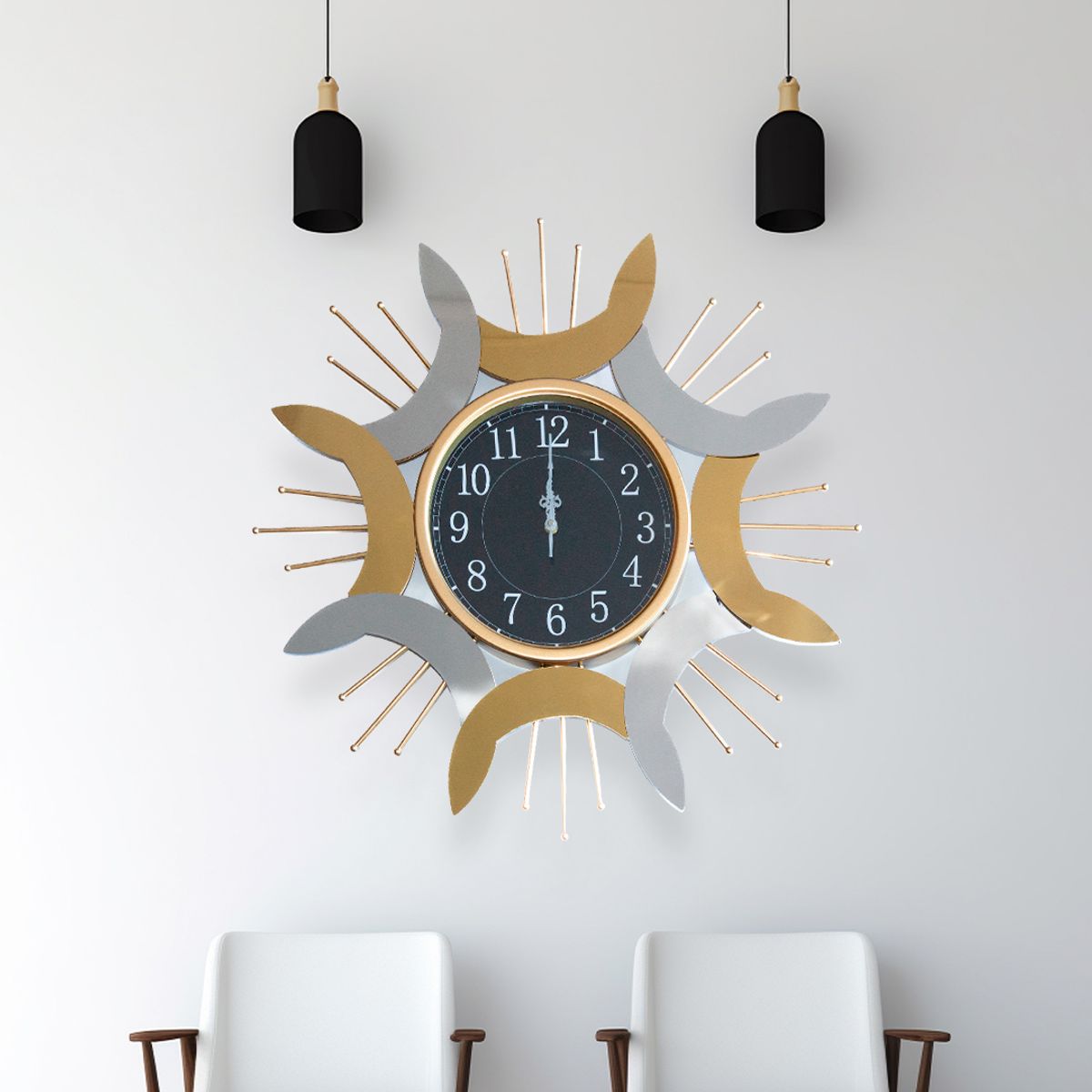 GENERICO - Reloj de Muro Metálico Estilo Sol