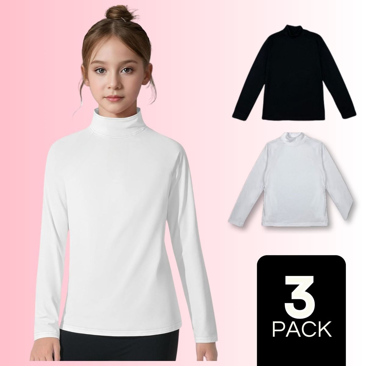 UTILISIMO - Pack 3 Camisetas Polera Niña Beatle De Primera Capa Algodón
