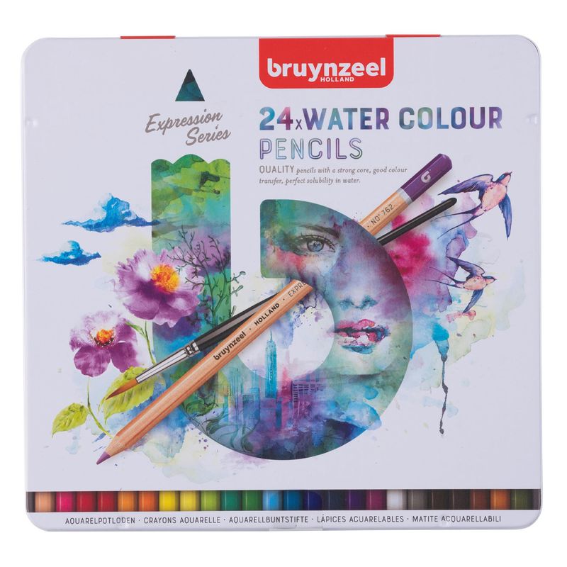 BRUYNZEEL - Lápices Acuarelables Bruynzeel + Pincel (24 Colores)
