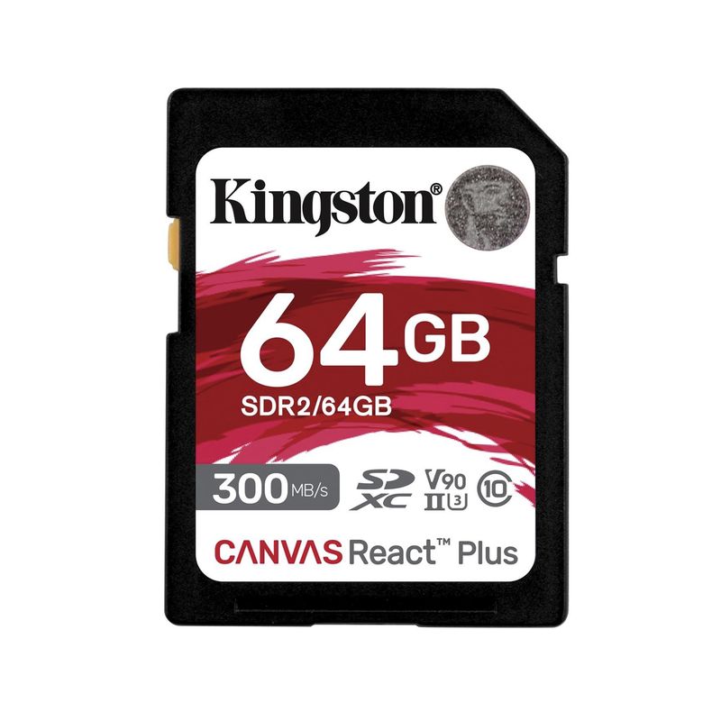 KINGSTON - Memoria SD 64GB Canvas React Plus SDXC UHS-II 300R260W U3 V90 4K 8K