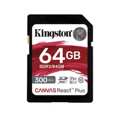 KINGSTON - Memoria SD 64GB Canvas React Plus SDXC UHS-II 300R260W U3 V90 4K 8K