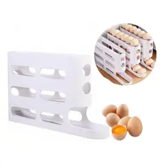 GENERICO - Bandeja Organizadora Dispensador Rodante Para 26 Huevos Color Blanco