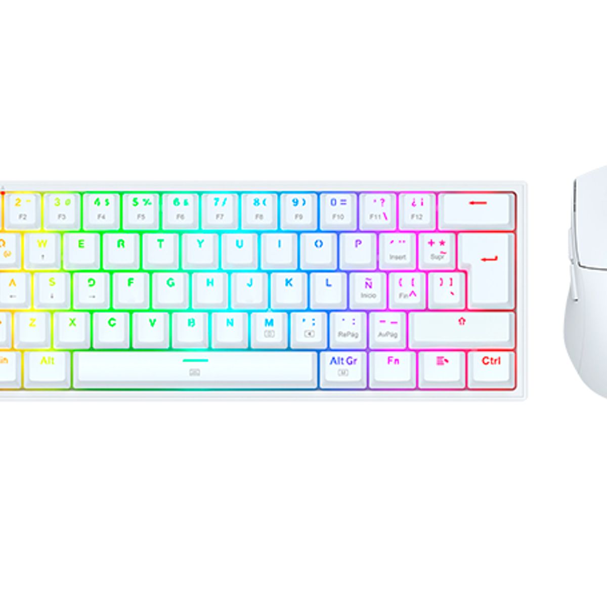 REDRAGON - Combo Redragon Teclado FIZZ K617 Blanco RGB + Mouse King M724W
