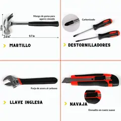 GENERICO - Set Herramientas Destornilladores Martillo Alicate