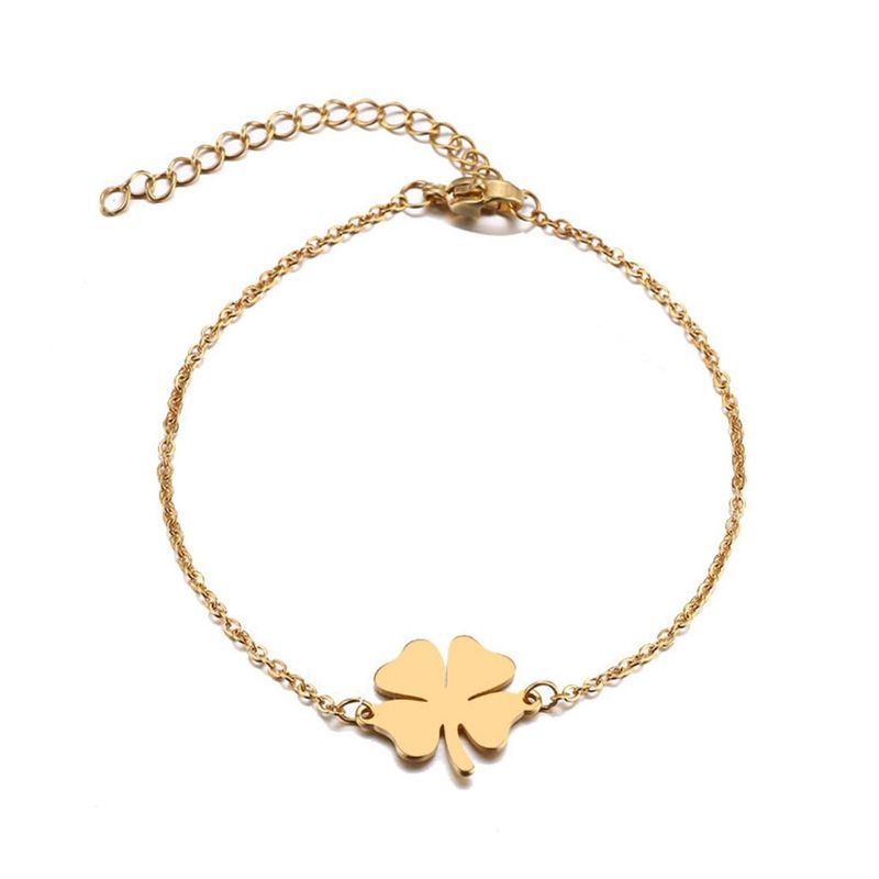 TODOJOYAS - Pulsera Trebol de La Suerte Dorada Acero