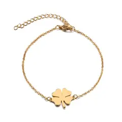 TODOJOYAS - Pulsera Trebol de La Suerte Dorada Acero