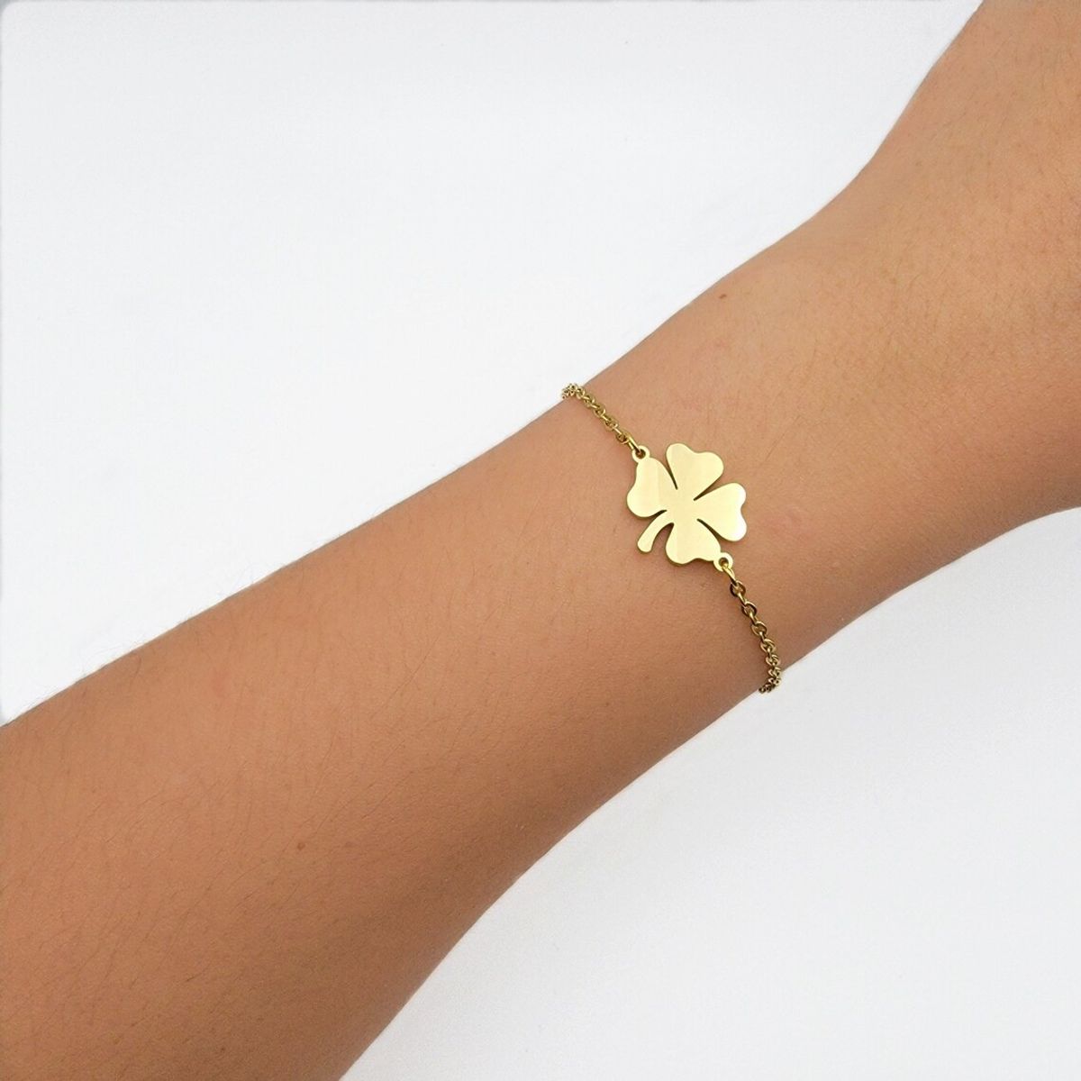 TODOJOYAS - Pulsera Trebol de La Suerte Dorada Acero