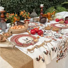 TUYO PRINT - Mantel Ranco - 200 cm - Redondo -Lino Poliester -