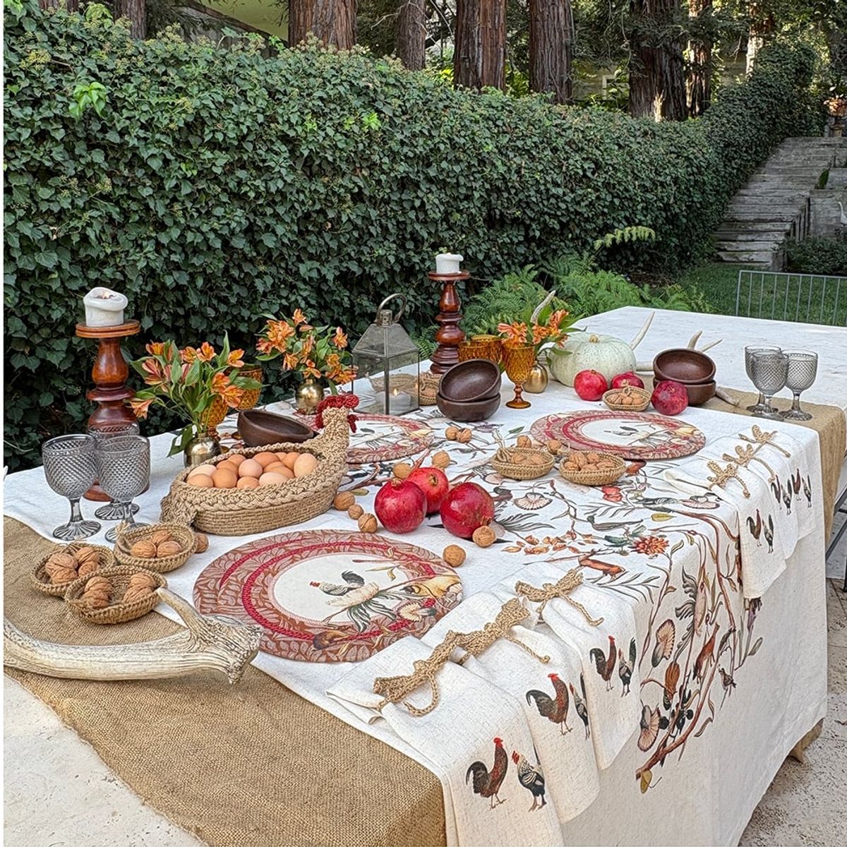 TUYO PRINT - Mantel Ranco - 200 cm - Redondo -Lino Poliester - Tuyo Print