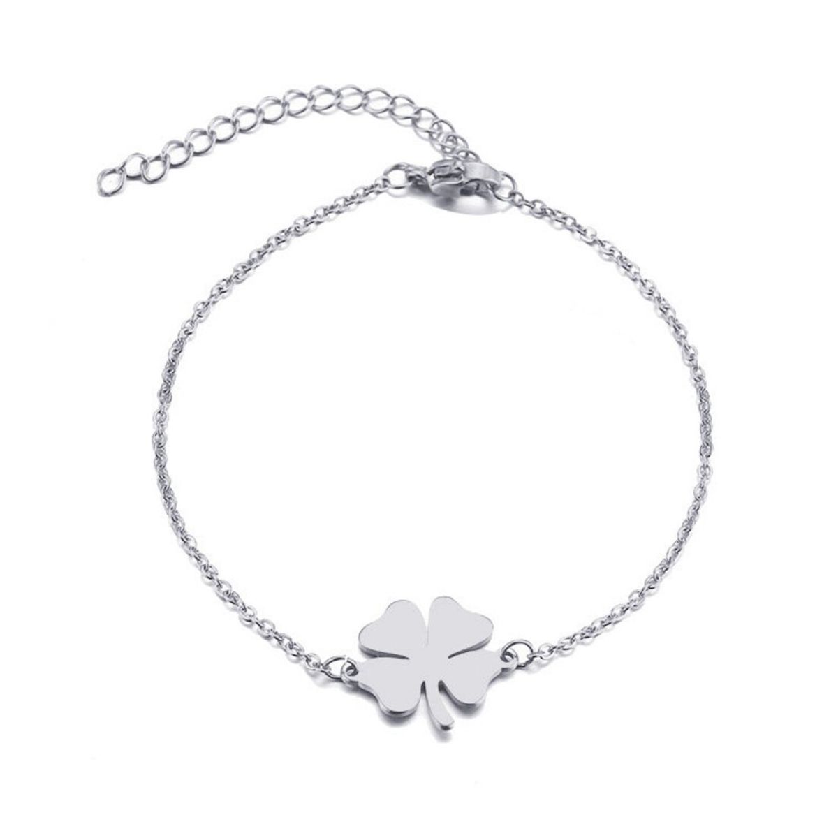 TODOJOYAS - Pulsera Trebol de La Suerte Plateada Acero