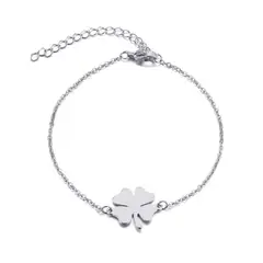 TODOJOYAS - Pulsera Trebol de La Suerte Plateada Acero