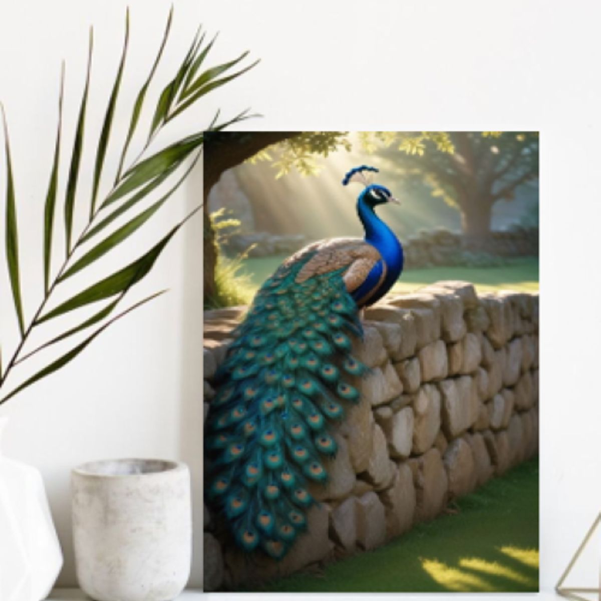 LOS REGALONES - Cuadro Canvas Imagen Pavo real en lienzo 85x55 cm