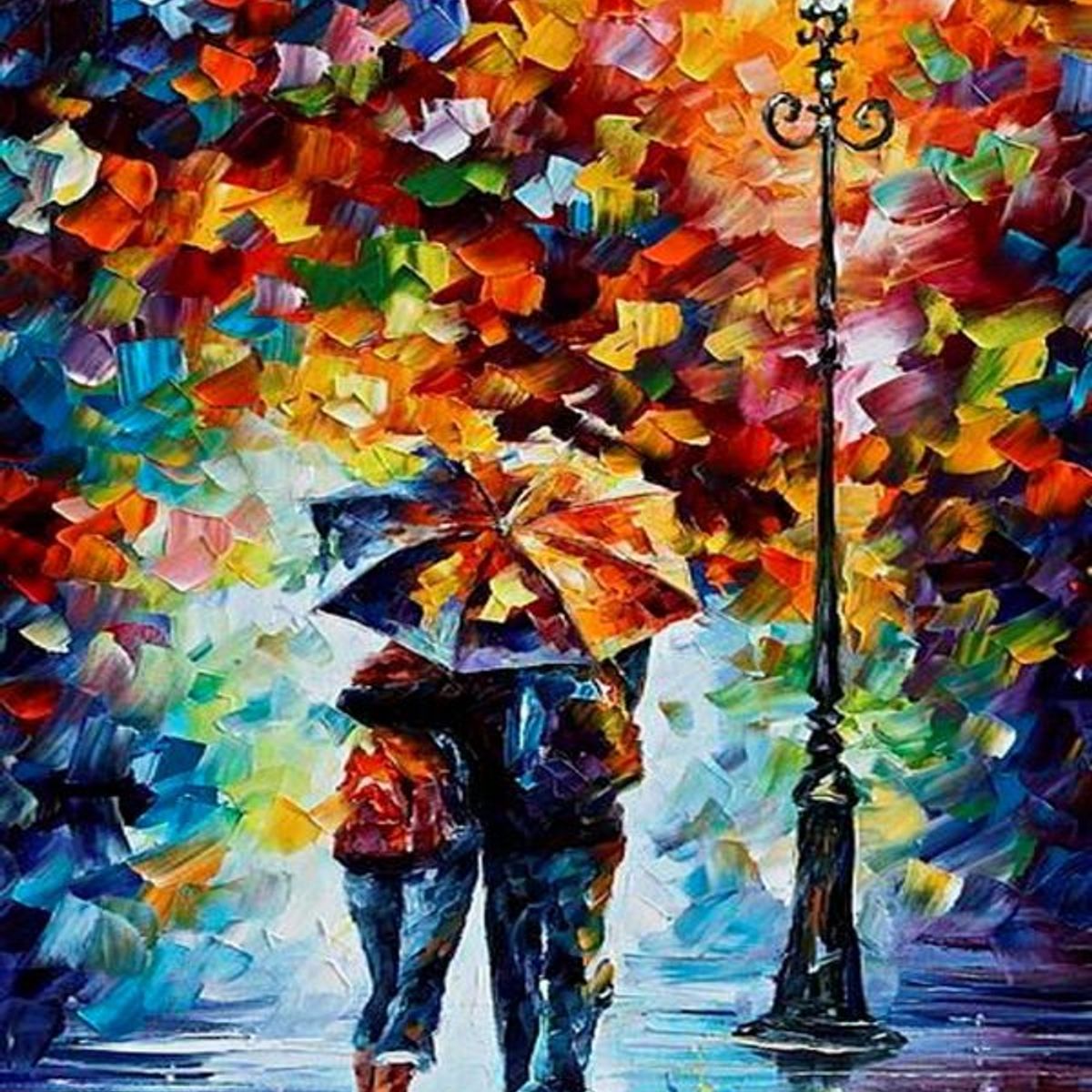 LOS REGALONES - Cuadro Canvas Imagen Lluvia colorida en lienzo 85x55 cm
