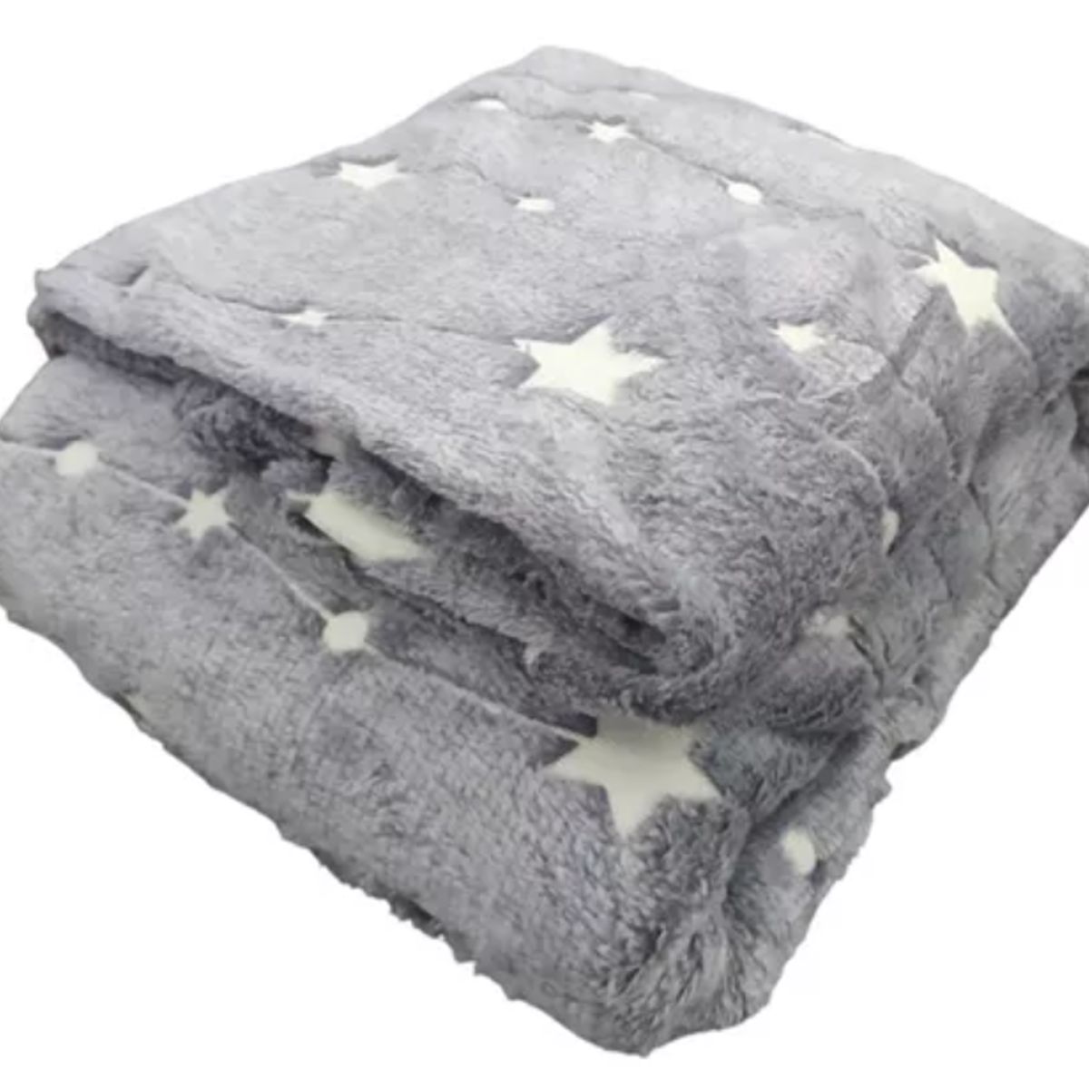 GENERICO - Frazada Polar Reflectivas 1.5 Plaza Color Gris Diseño  Estrella