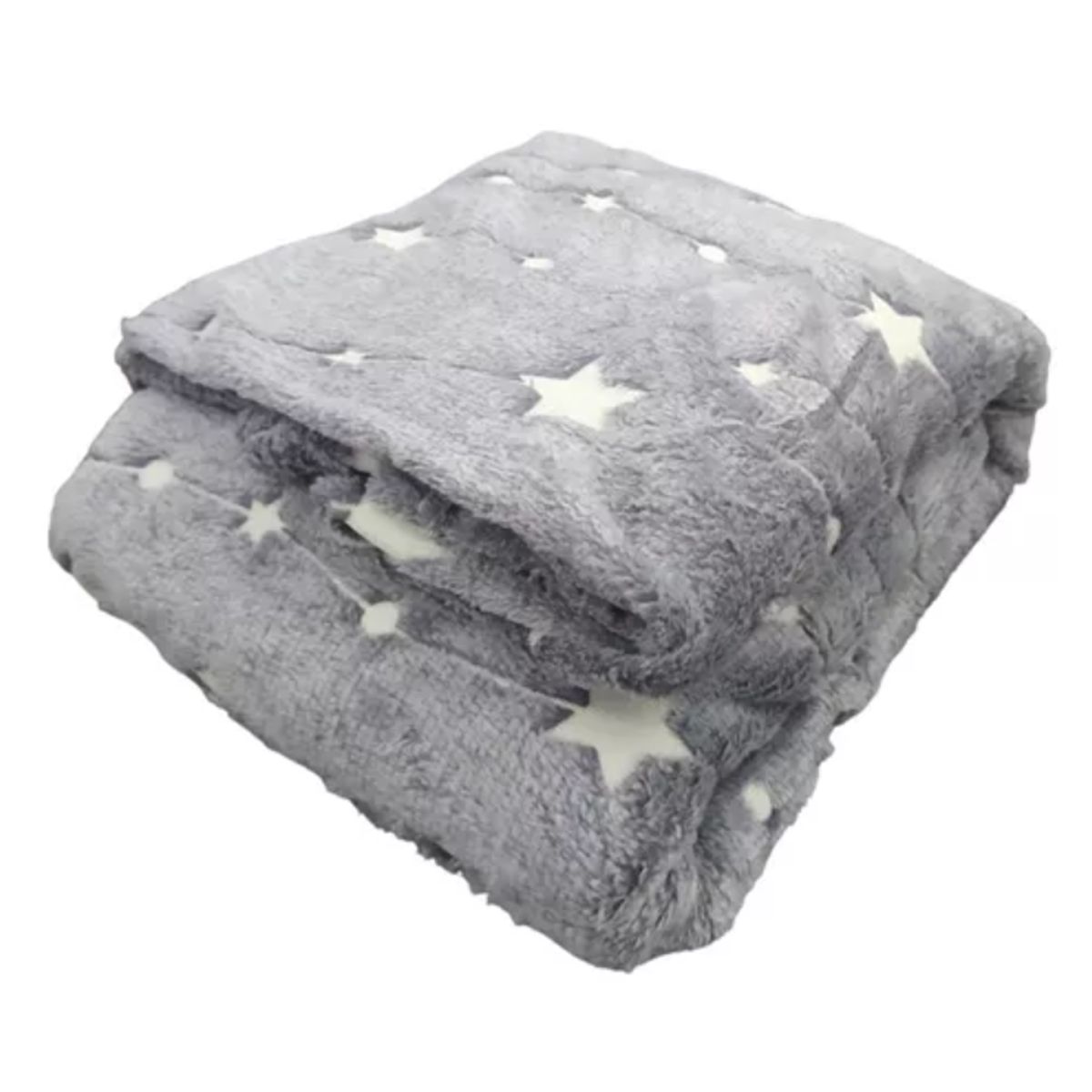 GENERICO - Frazada Polar Reflectivas 1.5 Plaza Color Gris Diseño  Estrella