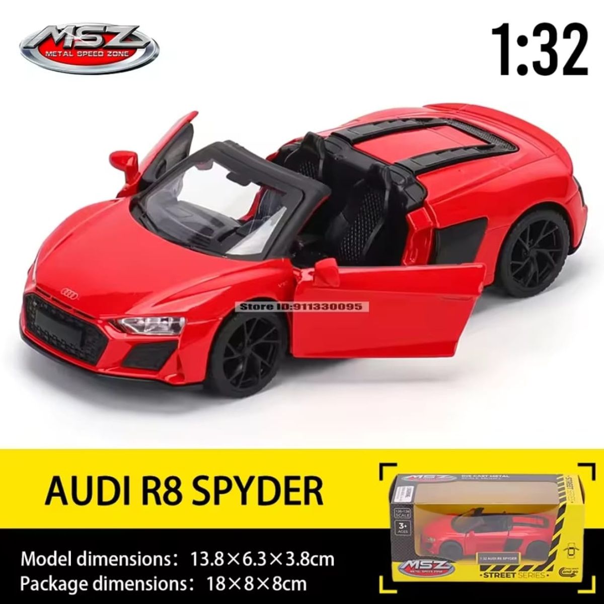 GENERICO - Audi R8 Spyder automóvil de colección 1 :32 Rojo