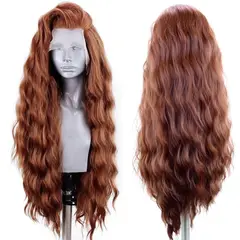LUXURYJOYAS - Peluca De Encaje Pelo Natural 100% Pelirroja LACE FRONT Roja