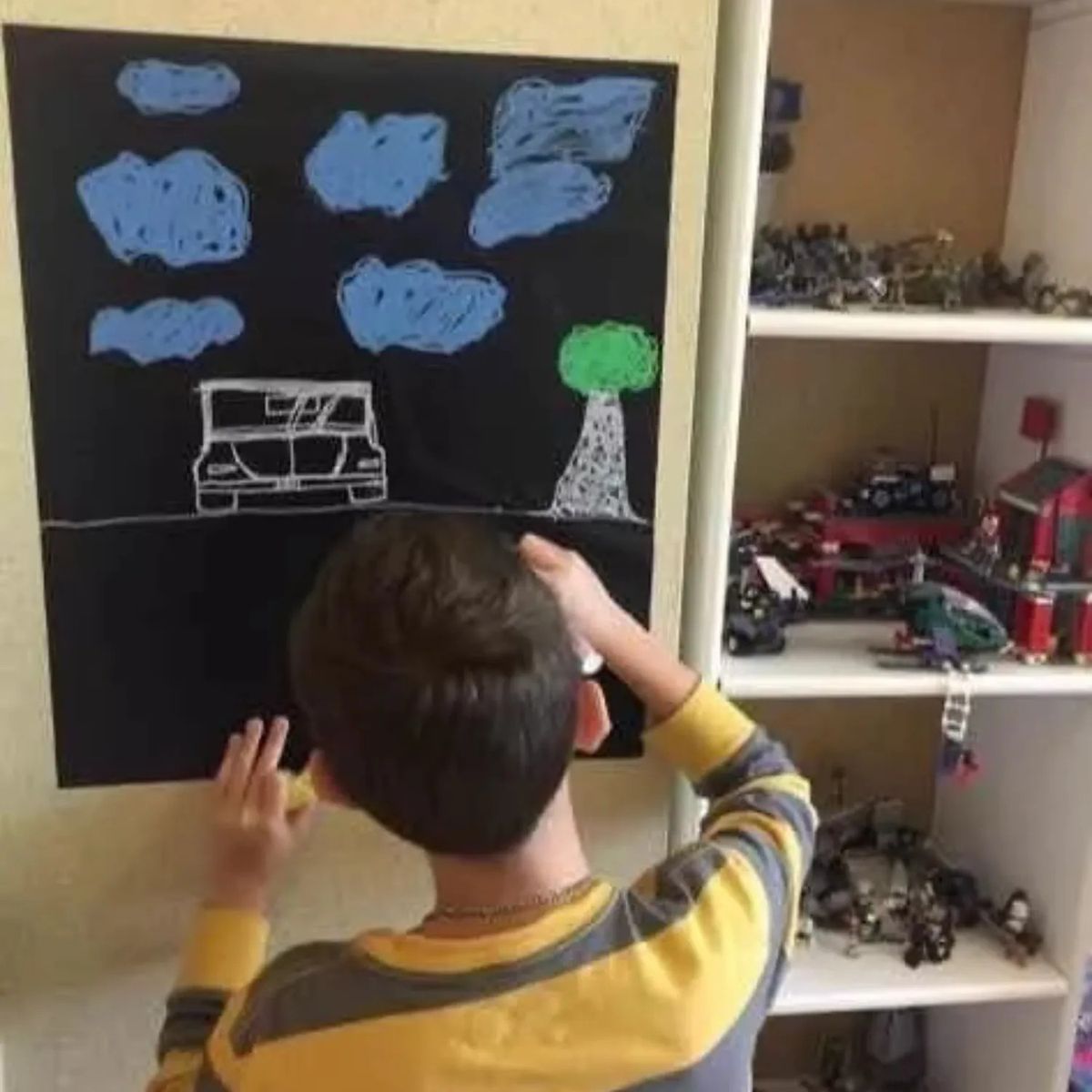 MOVI - Pizarra adhesiva negra con tiza