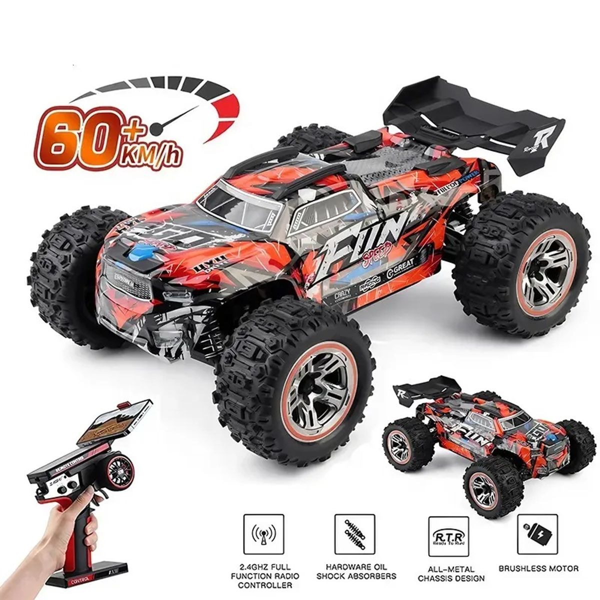 STARTECHOFFICE - Auto RC Monster Truck Profesional 4WD Velocidad 60kmh Control Remoto Escala 118 Motor Brushless