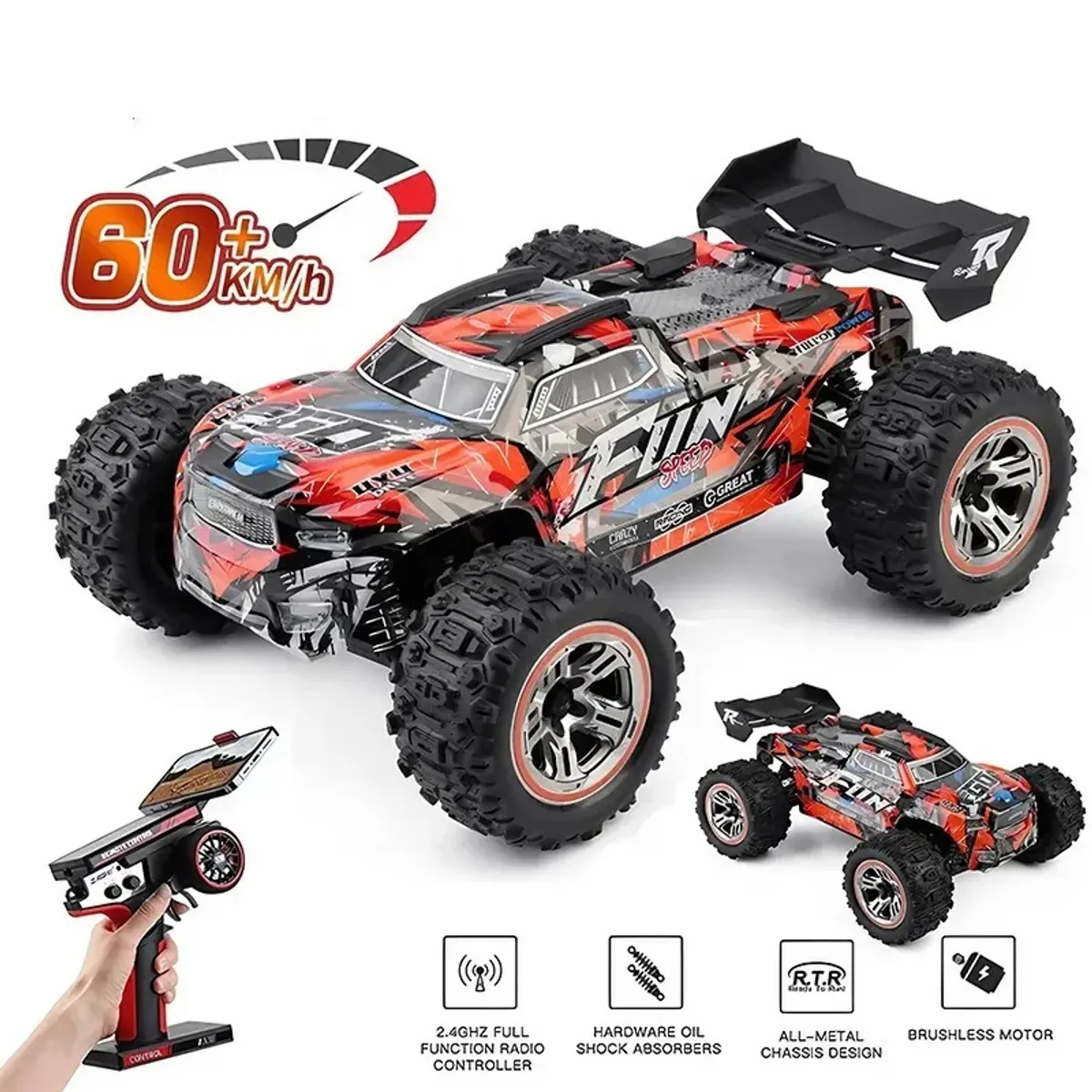 STARTECHOFFICE - Auto RC Monster Truck Profesional 4WD Velocidad 60kmh Control Remoto Escala 118 Motor Brushless
