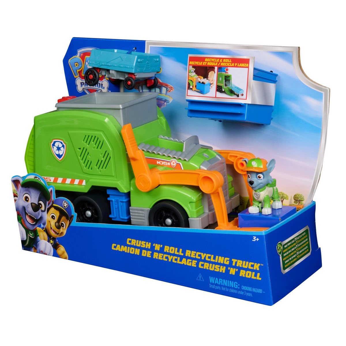 PAW PATROL - Camión De Reciclaje Con Figura De Rocky Paw Patrol