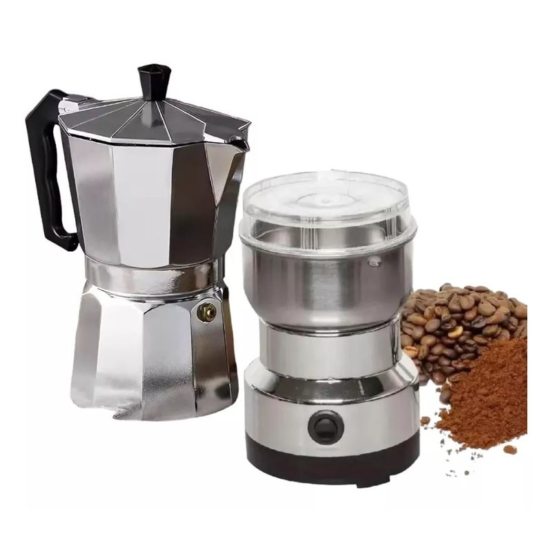 GENERICO - Cafetera Italiana Express 6 Tazas + Moledor Eléctrico Café