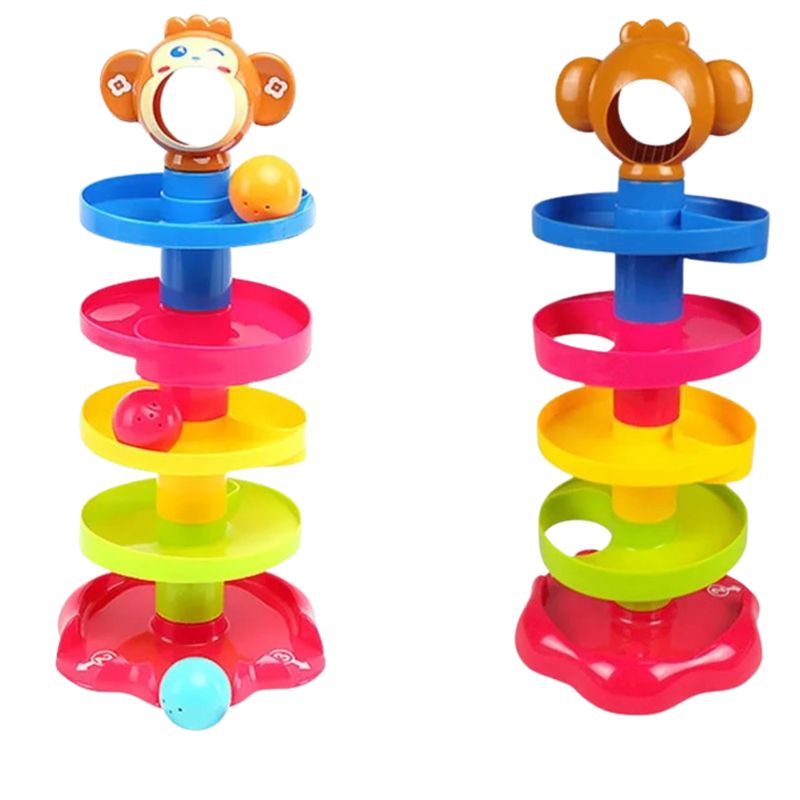 HUANGER - Juego Torre Giratorio Espiral+3 Pelotas Didáctico Apilable