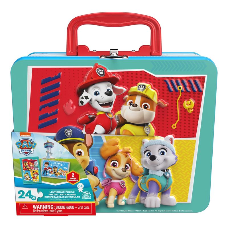 PAW PATROL - 2 Puzzles Lenticulares En Lonchera Metalica Paw Patrol