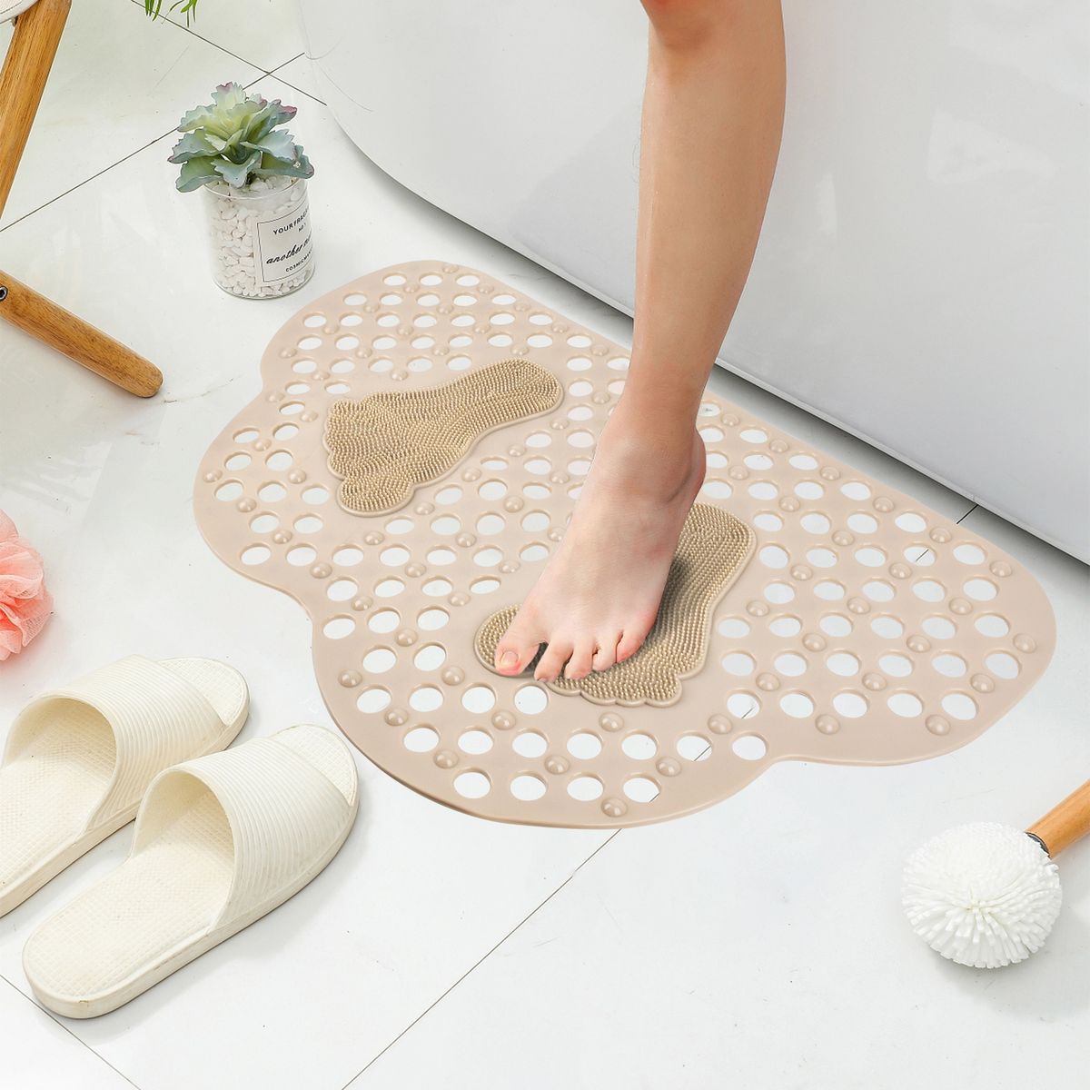 AIZO - Alfombra de Baño Antideslizante con Punto Masaje Segura Cómoda 70x40cm