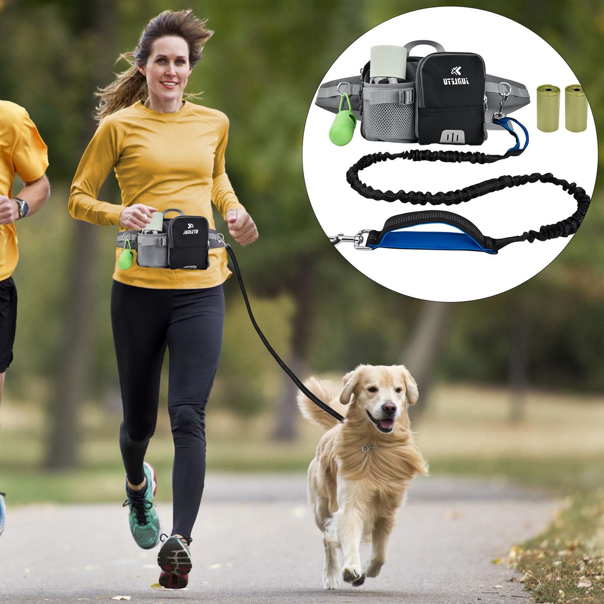 AIZO - AIZO Correa Antitirón Reflectante para Perros Negro