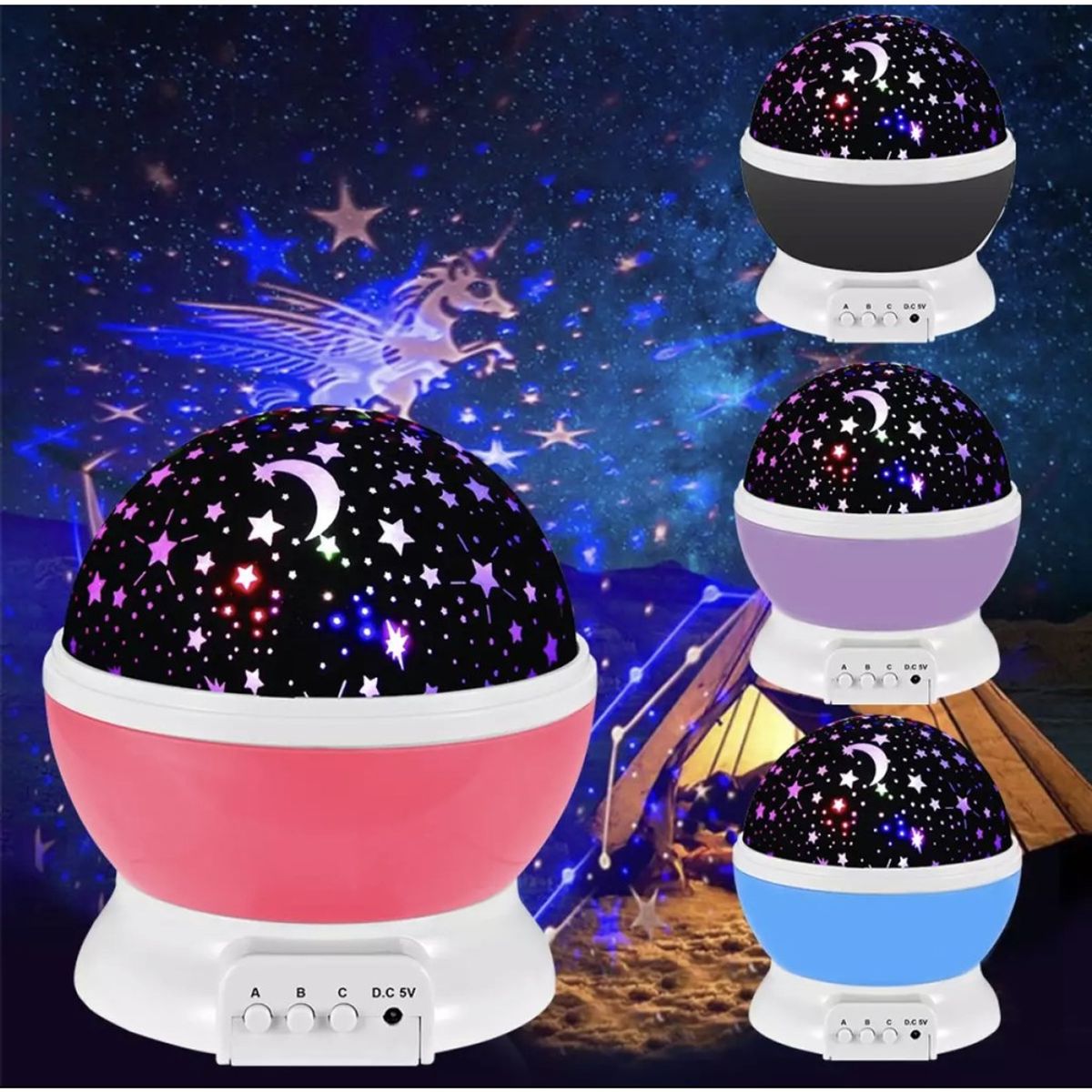 MOVI - LAMPARA LED ESPANTACUCOS PROYECTOR LUZ ESTRELLAS MESA NIÑOS