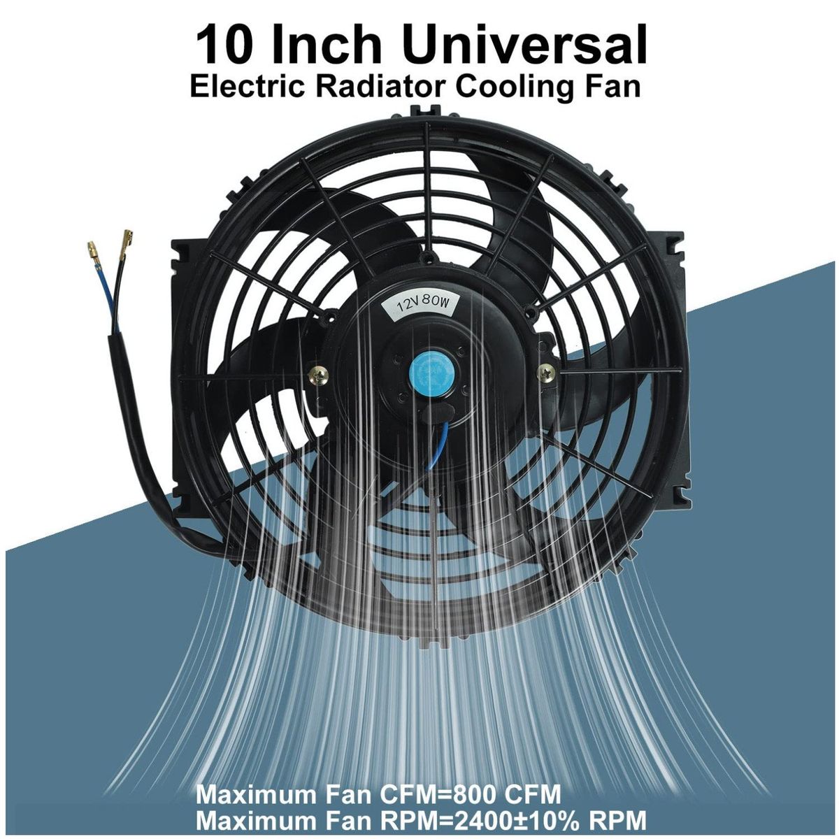 KUANGYE - Electro Ventilador Universal De 10 Pulgadas 12 Volts