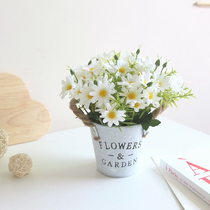 EDWINAYY - Planta Artificial Margaritas Con Macetero Para Hogar Decorar