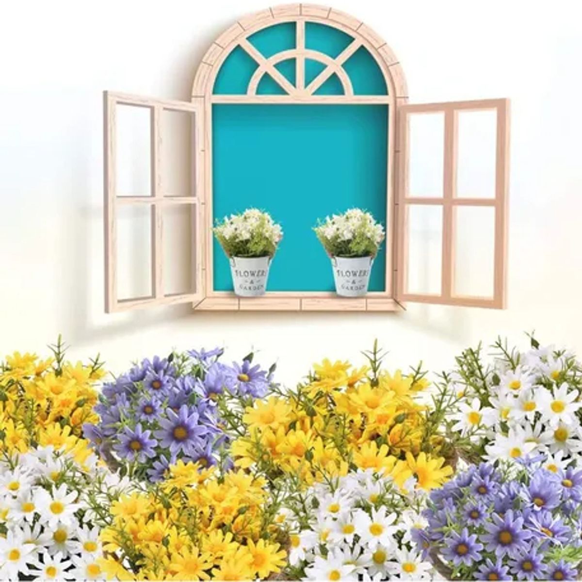 EDWINAYY - Planta Artificial Margaritas Con Macetero Para Hogar Decorar