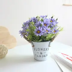 EDWINAYY - Planta Artificial Margaritas Con Macetero Para Hogar Decorar