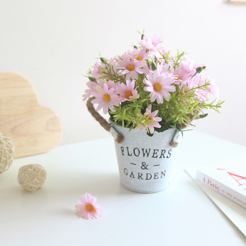 EDWINAYY - Planta Artificial Margaritas Con Macetero Para Hogar Decorar