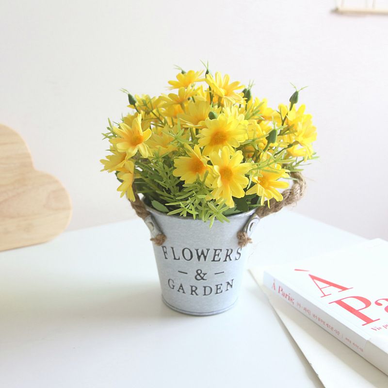 EDWINAYY - Planta Artificial Margaritas Con Macetero Para Hogar Decorar