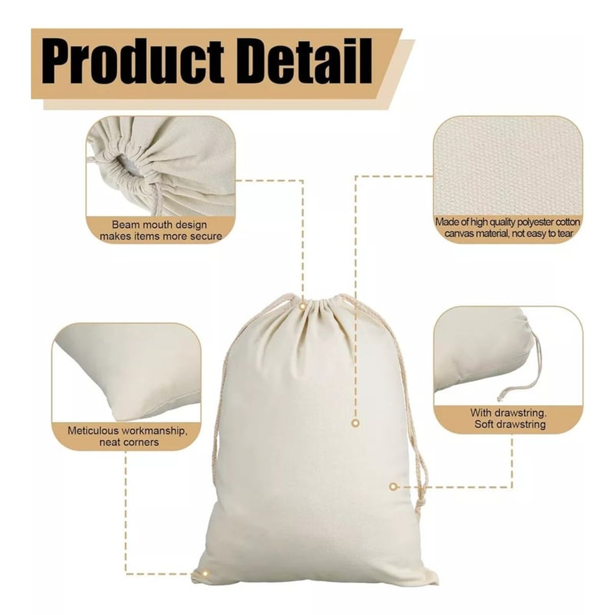 GENERICO - Bolsa De Tela Crea Tipo Saquito 15x20 Cm Pack 10 Unidades