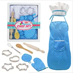 EDWINAYY - Set Delantal Y Gorro Chef Infantil Y Guantes Y Cocina Menaje