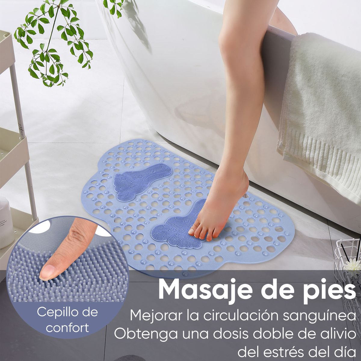 AIZO - Alfombra de Baño Antideslizante con Punto Masaje Segura Cómoda