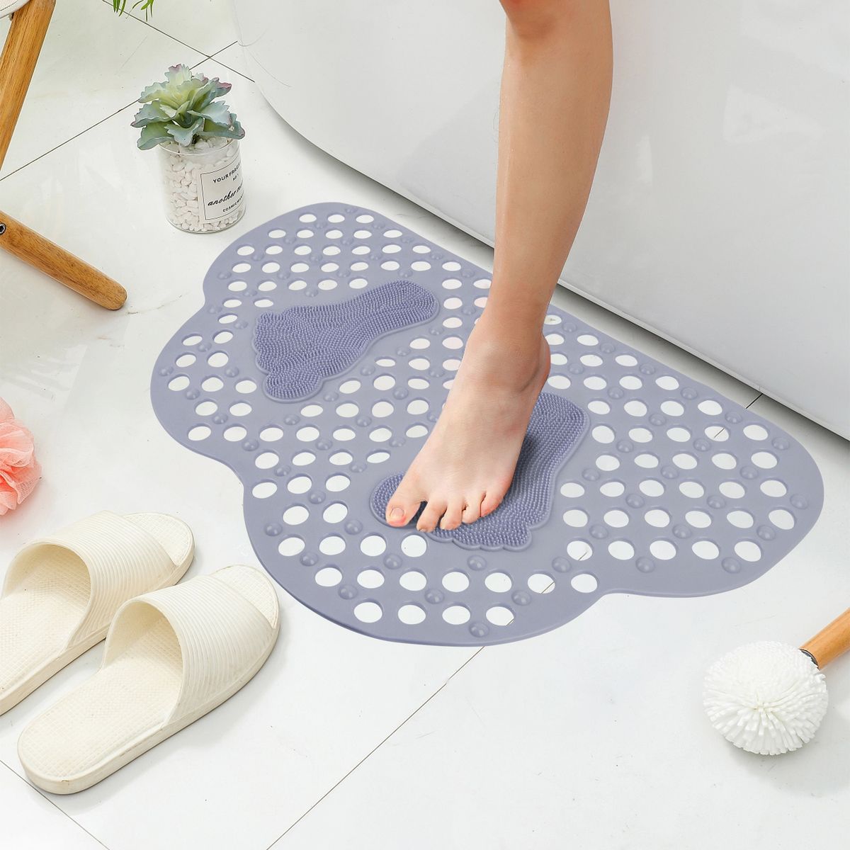 AIZO - Alfombra de Baño Antideslizante con Punto Masaje Segura Cómoda