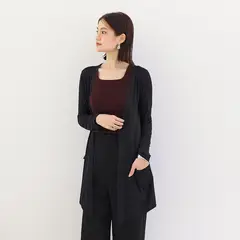 EDWINAYY - Tapado Longitud Media Algodón Con Bolsillos Cárdigans Mujer